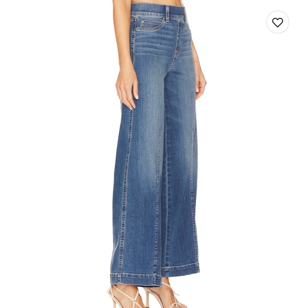 Spanx Seamed Front Wide Leg Jeans Vintage Indigo Large Petite - Picture 2 of 8